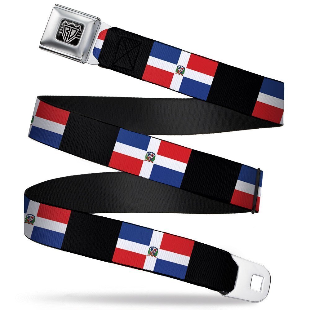 7950 Seatbelt Belt Dominican Republic Flags/Black Blocks 1.5" Wide